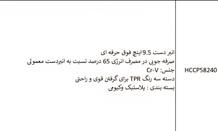 انبردست ۹.۵اینچ حرفه ای اینکو کدHCCP58240